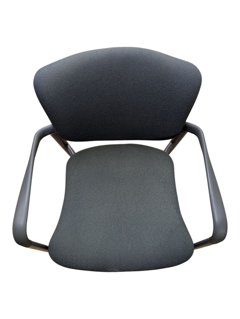 Grey Fabric Rolling Guest Chair