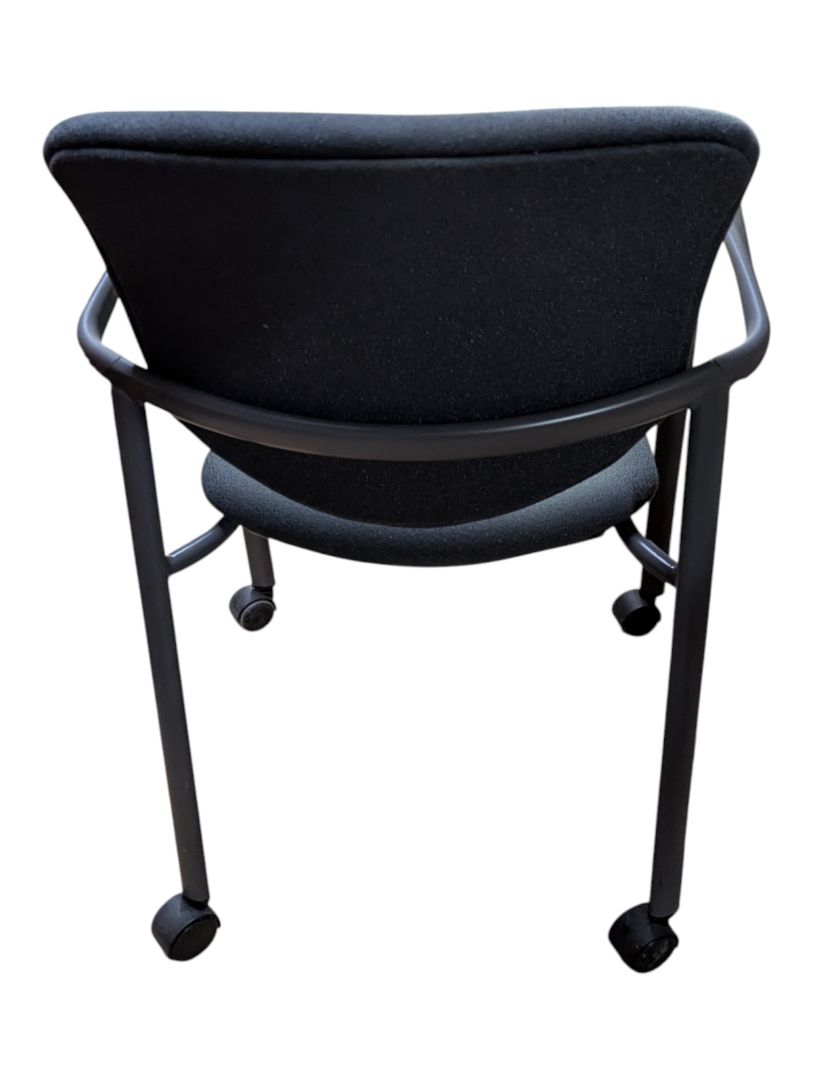 Grey Fabric Rolling Guest Chair