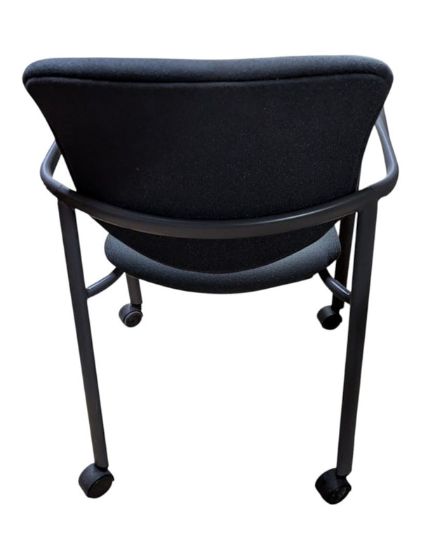 Grey Fabric Rolling Guest Chair