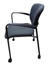 Grey Fabric Rolling Guest Chair