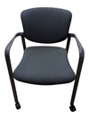 Grey Fabric Rolling Guest Chair