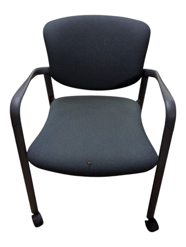 Grey Fabric Rolling Guest Chair