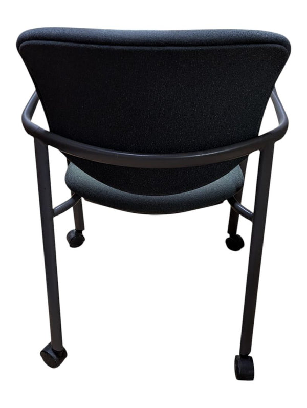 Grey Fabric Rolling Guest Chair