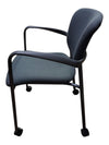 Grey Fabric Rolling Guest Chair