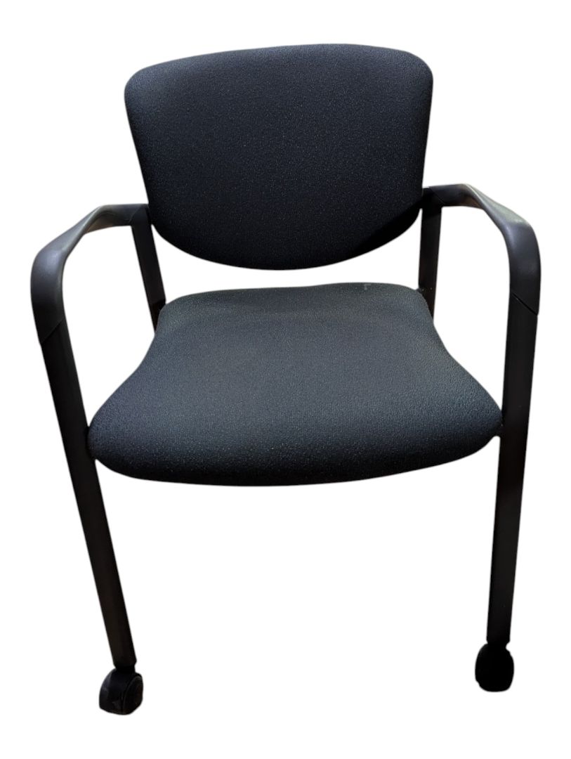 Grey Fabric Rolling Guest Chair