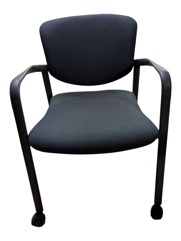 Grey Fabric Rolling Guest Chair