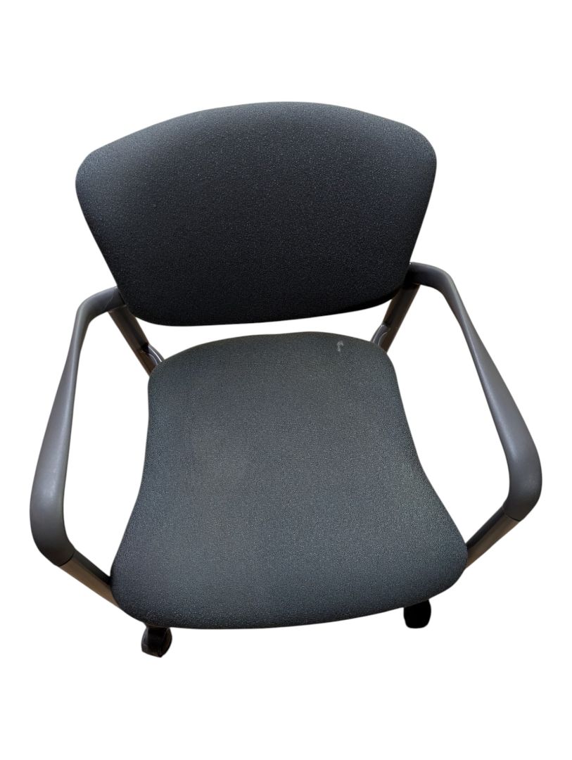 Grey Fabric Rolling Guest Chair
