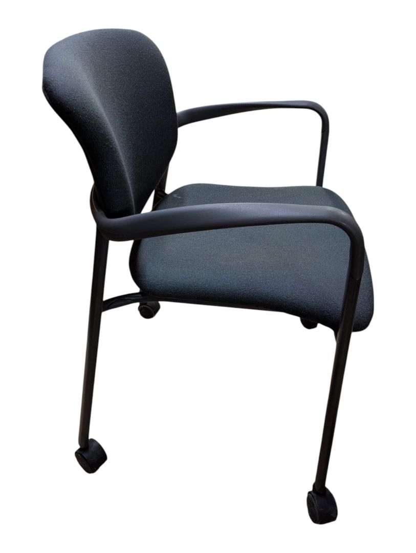 Grey Fabric Rolling Guest Chair