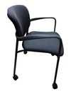 Grey Fabric Rolling Guest Chair