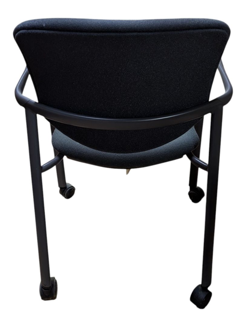 Grey Fabric Rolling Guest Chair