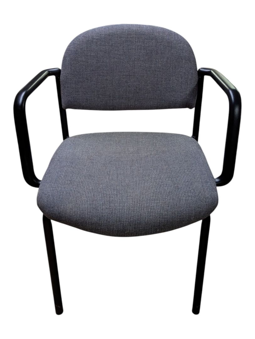 Grey Upholstered Guest Chair with Black Arm Frame