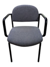 Grey Upholstered Guest Chair with Black Arm Frame