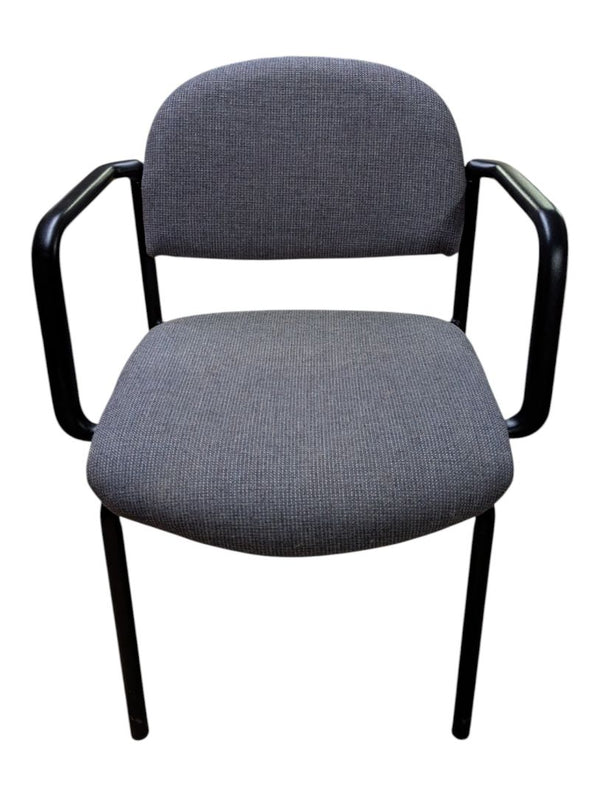 Grey Upholstered Guest Chair with Black Arm Frame