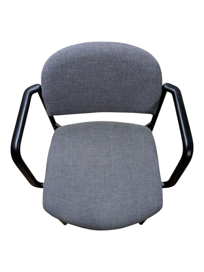 Grey Upholstered Guest Chair with Black Arm Frame