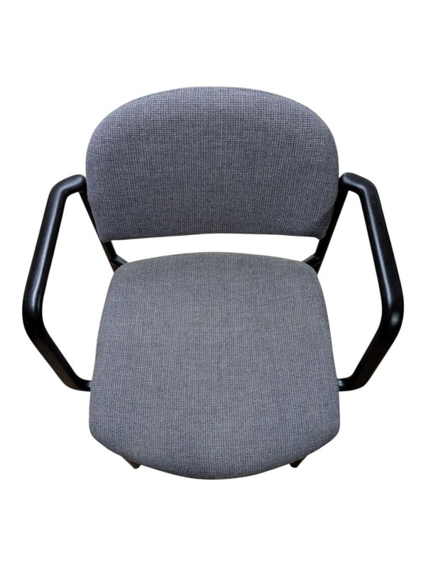 Grey Upholstered Guest Chair with Black Arm Frame