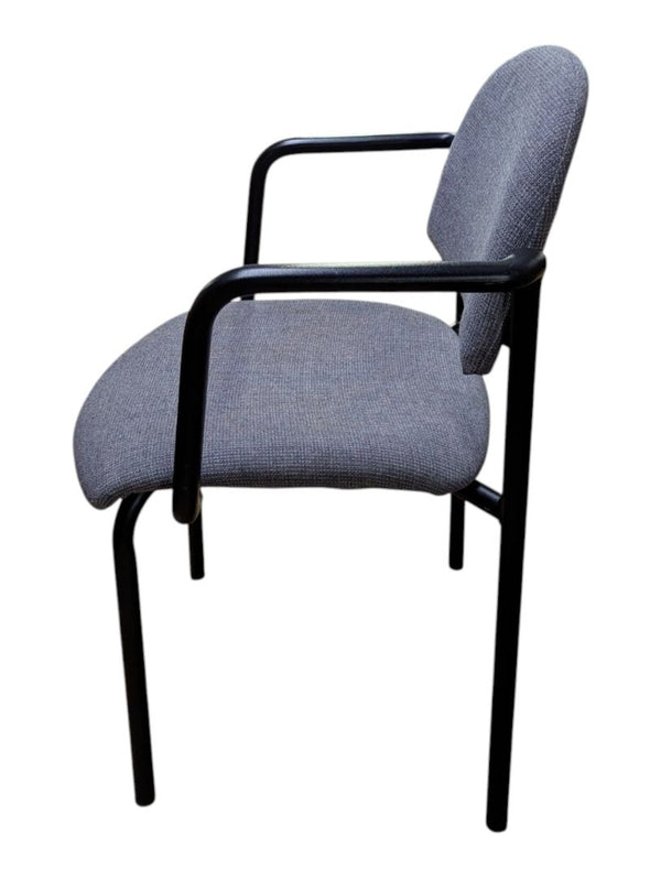 Grey Upholstered Guest Chair with Black Arm Frame