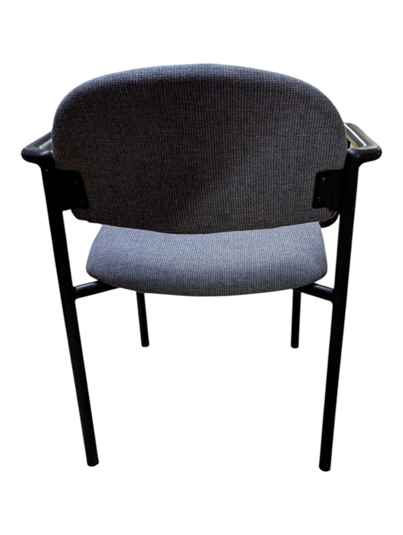 Grey Upholstered Guest Chair with Black Arm Frame