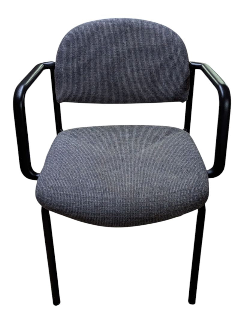 Grey Upholstered Guest Chair with Black Arm Frame