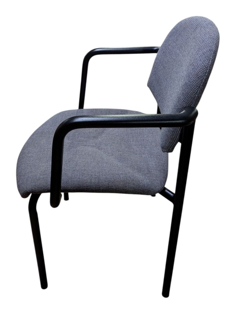 Grey Upholstered Guest Chair with Black Arm Frame