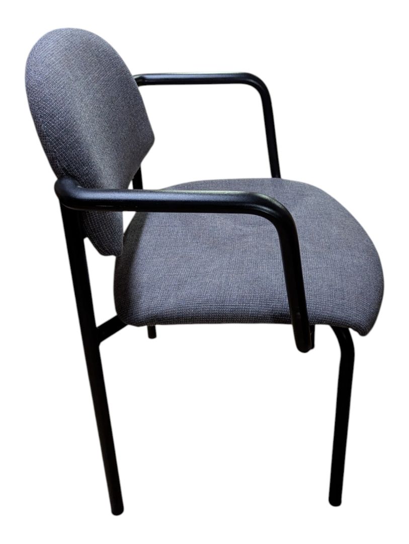 Grey Upholstered Guest Chair with Black Arm Frame