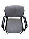 Grey Upholstered Sled-Base Guest Chair with Black Arms
