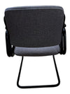 Grey Upholstered Sled-Base Guest Chair with Black Arms