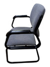 Grey Upholstered Sled-Base Guest Chair with Black Arms