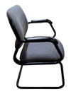 Grey Upholstered Sled-Base Guest Chair with Black Arms