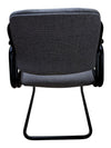 Grey Upholstered Sled-Base Guest Chair with Black Arms