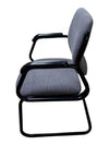 Grey Upholstered Sled-Base Guest Chair with Black Arms