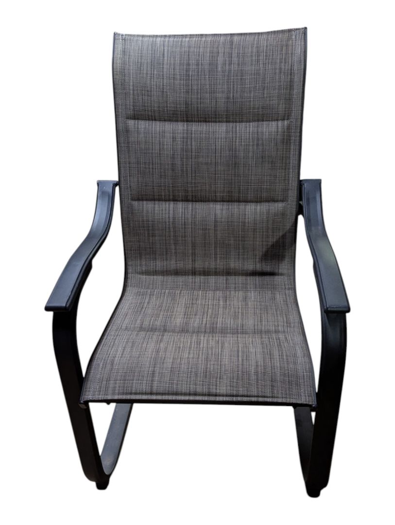 Pair of Grey Mesh Patio Chairs with Black Metal Frames