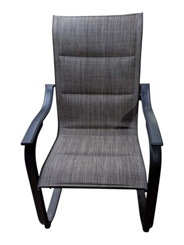 Pair of Grey Mesh Patio Chairs with Black Metal Frames