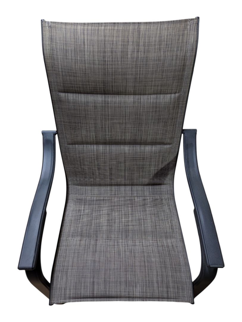 Pair of Grey Mesh Patio Chairs with Black Metal Frames
