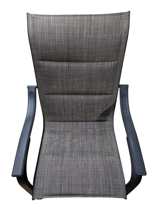 Pair of Grey Mesh Patio Chairs with Black Metal Frames
