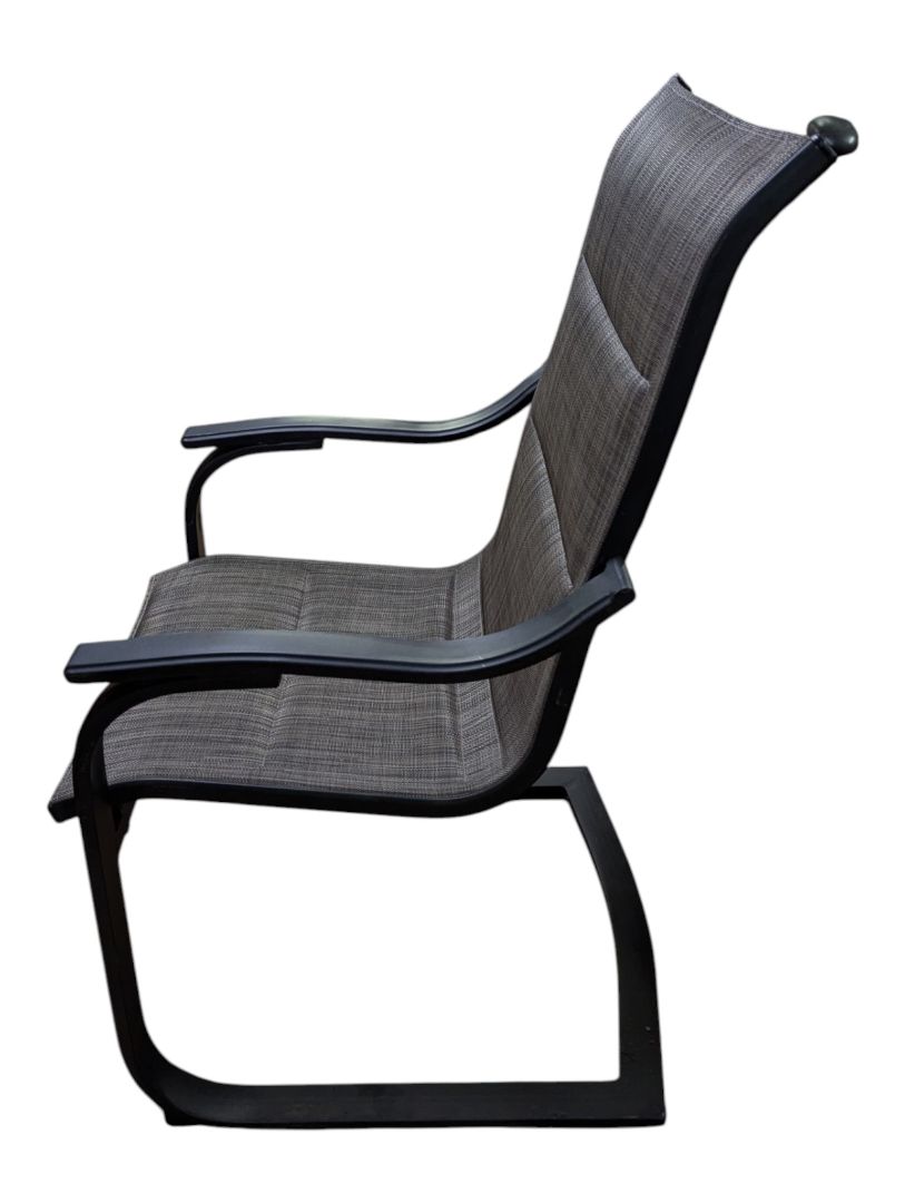 Pair of Grey Mesh Patio Chairs with Black Metal Frames