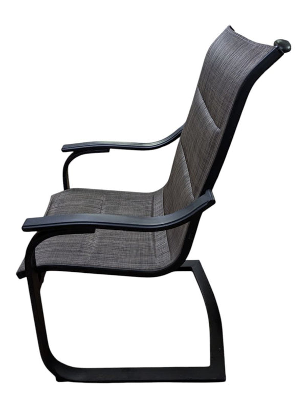 Pair of Grey Mesh Patio Chairs with Black Metal Frames