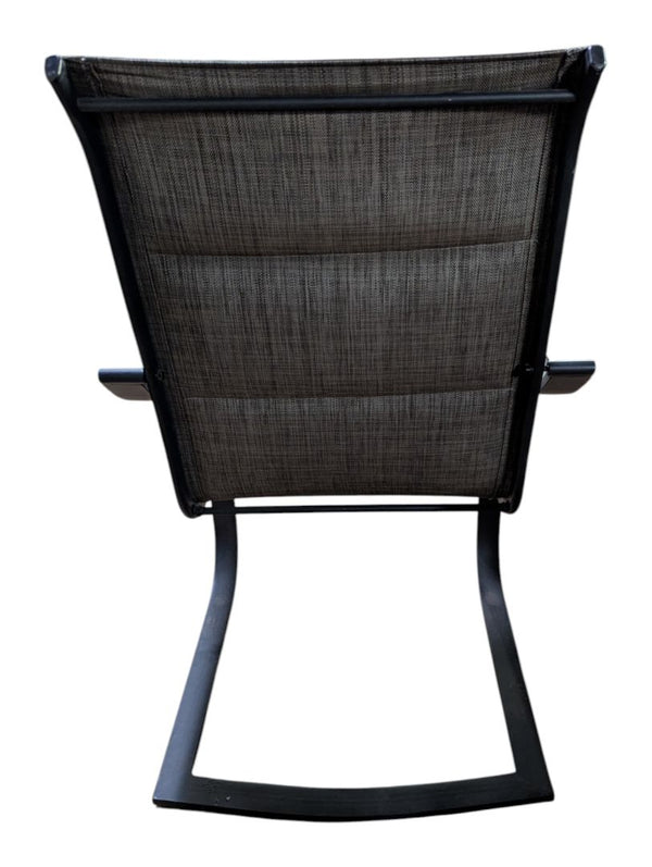 Pair of Grey Mesh Patio Chairs with Black Metal Frames