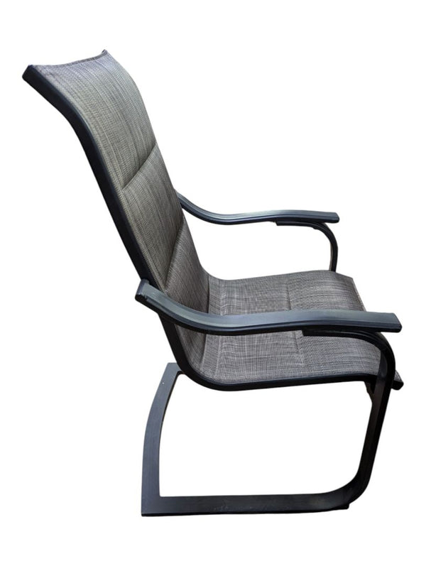 Pair of Grey Mesh Patio Chairs with Black Metal Frames