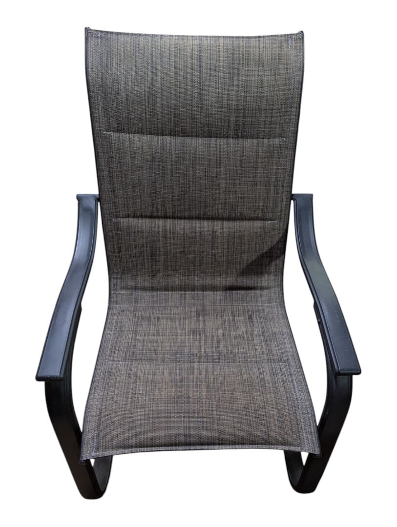 Pair of Grey Mesh Patio Chairs with Black Metal Frames