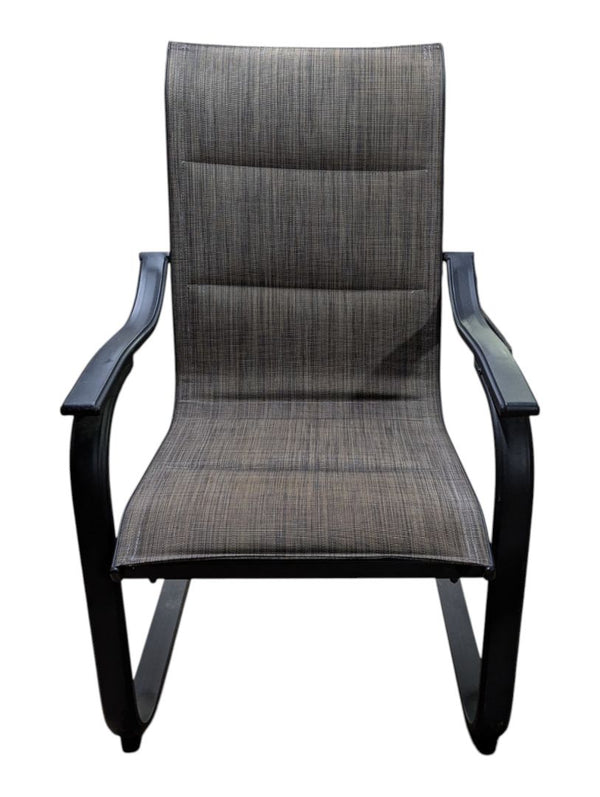 Pair of Grey Mesh Patio Chairs with Black Metal Frames
