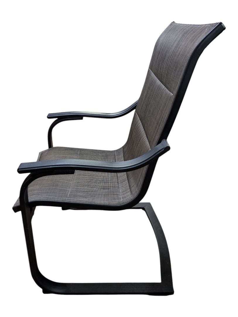 Pair of Grey Mesh Patio Chairs with Black Metal Frames