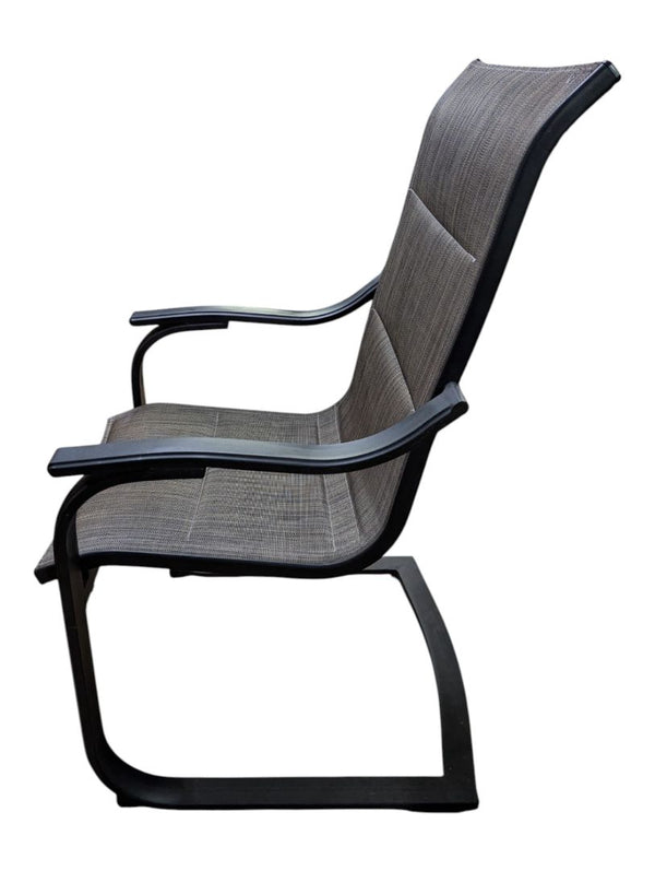 Pair of Grey Mesh Patio Chairs with Black Metal Frames