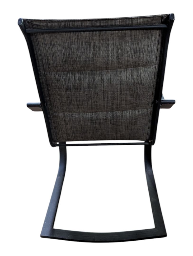 Pair of Grey Mesh Patio Chairs with Black Metal Frames
