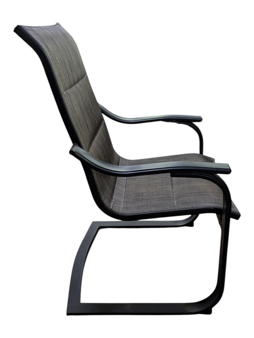 Pair of Grey Mesh Patio Chairs with Black Metal Frames