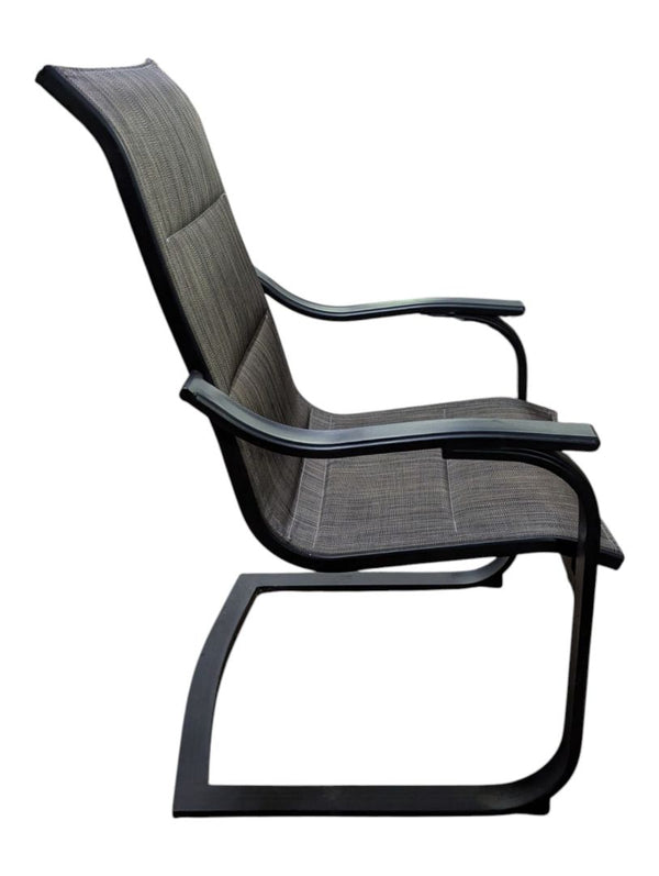 Pair of Grey Mesh Patio Chairs with Black Metal Frames