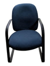 Blue Fabric Guest Chair with Metal Sled Base