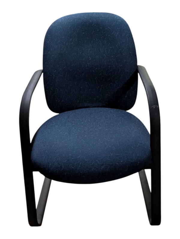 Blue Fabric Guest Chair with Metal Sled Base