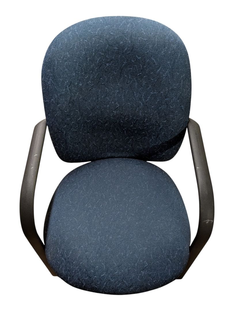 Blue Fabric Guest Chair with Metal Sled Base