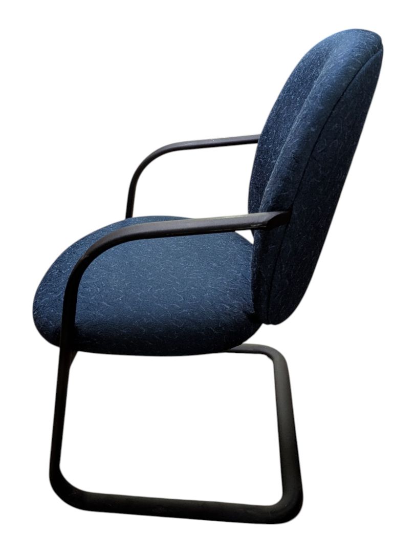 Blue Fabric Guest Chair with Metal Sled Base