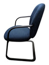 Blue Fabric Guest Chair with Metal Sled Base